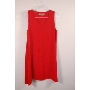 FLAX Women's 100% Linen Lagenlook‎ Minimalist Tank Sleeveless Knee High Dress S